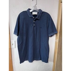 SELECTED HOMME Mens Dark Blue Textured Knit Short Sleeve Polo Shirt Size XXL